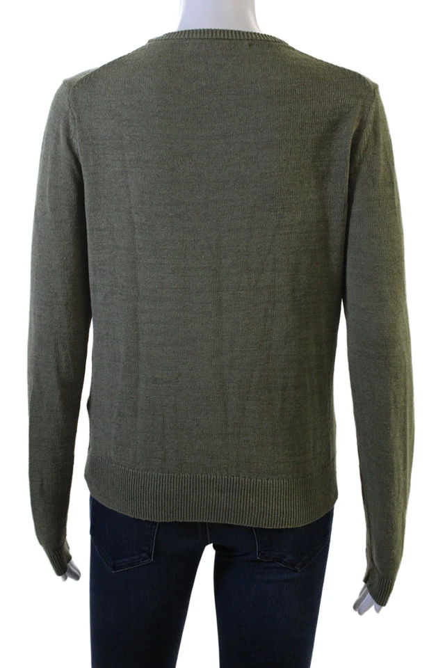 Suéter Pullover Zara Mujer Verde Ejército Cuello Redondo Manga Larga Talla S Foto 3 de 4