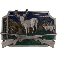Deer Hunter Hunting Western Buck Doe Archery Cowboy Gun Nos Vintage Belt Buckle