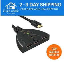 Compact HDMI Switch 4K Splitter with Pigtail Cable - Supports Multiple Devices