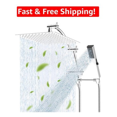 Luxury 12'' Dual Shower Head Combo with 4 Spray Modes & 16'' Adjustable Arm