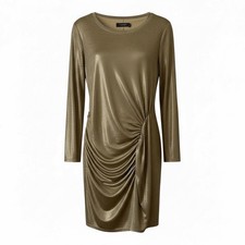 Lauren Ralph Lauren Black Label Gold Metallic Ruched Dress – Size 14 (NWT)