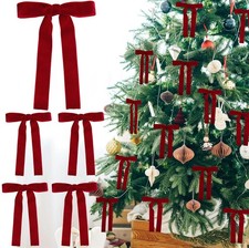 24pcs Red Velvet Bows for Christmas Tree, Large Ribbon Christmas Tree Bows, R...