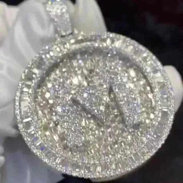 3.30Ct Baguette Cut Real Moissanite Customize Letter Pendant 925 Sterling Silver - Image 2 of 4