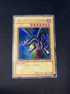 Yugioh - Red Eyes B Dragon SDJ-001 Ultra Rare 1st Edition Original Vintage  Black | eBay
