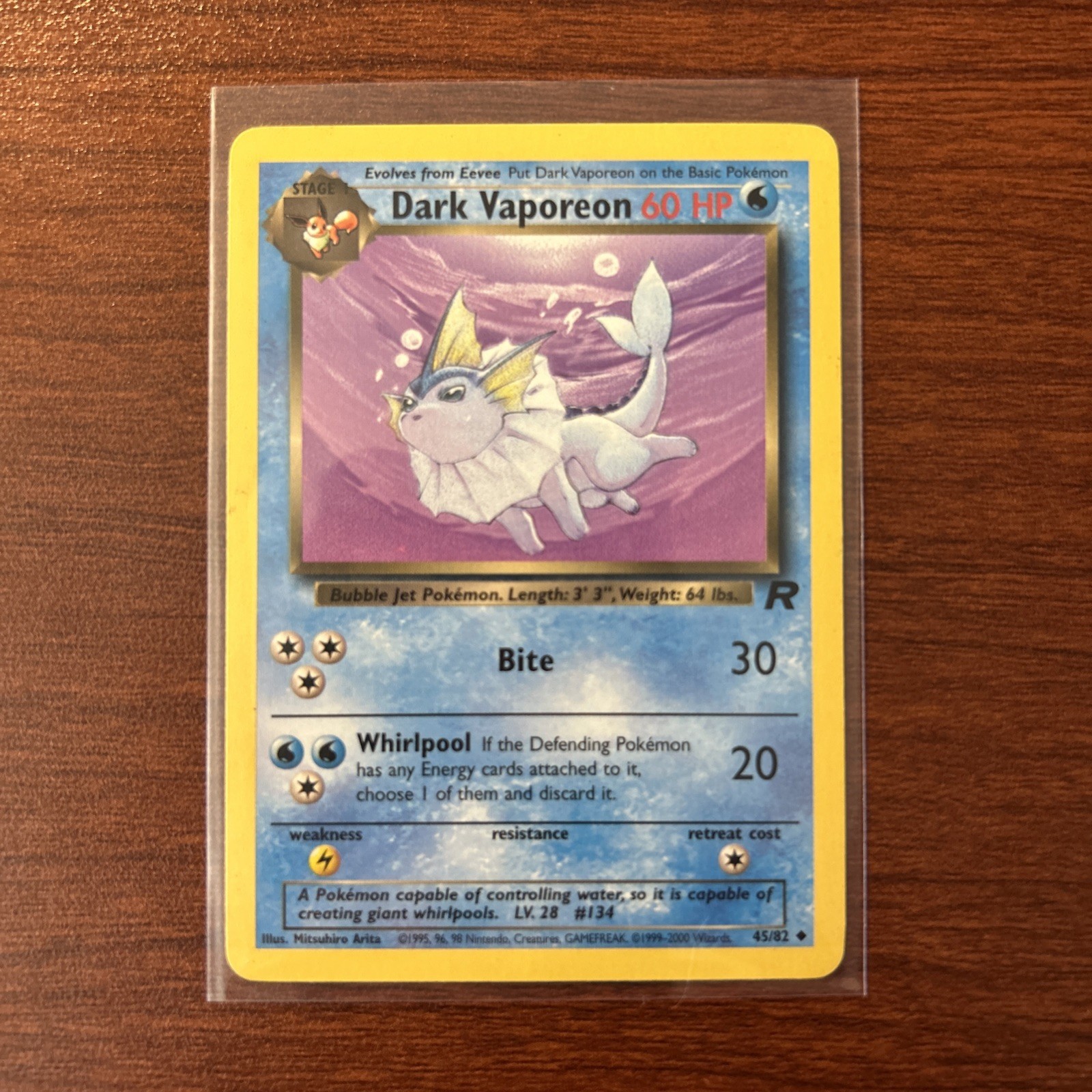 Dark Vaporeon 45/82 1995 Vintage Pokemon TCG Team Rocket Wizards of the Coast