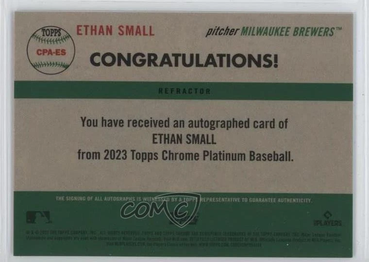 2023 Topps Chrome Platinum Anniversary Refractor /199 Ethan Small Rookie Auto RC - Image 2 of 3