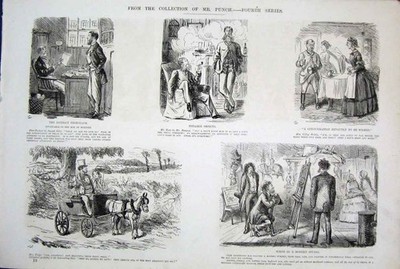 Original alter antiker Druck um 1878 von John Leech Mr Punch 4. Serie viktorianisch