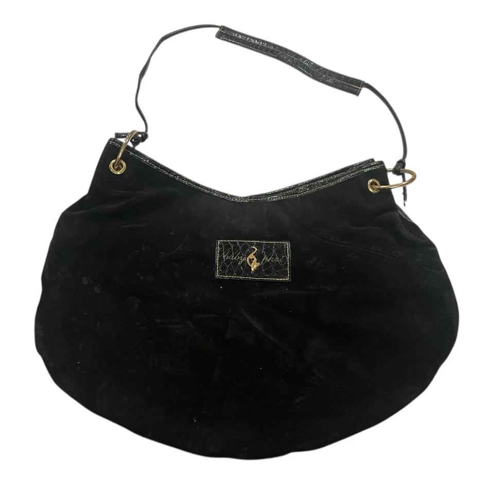 Bolso de mano vintage para mujer Baby Phat Y2K cartera hobo tachonado gamuza cuero brillante Foto 2 de 4