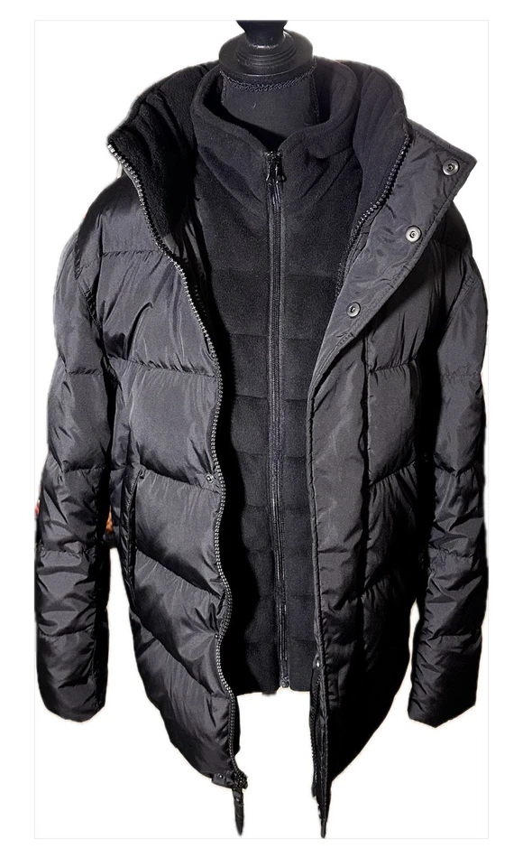 Abrigo acolchado de plumón negro pequeño Marc New York Carlton para hombre Foto 2 de 4