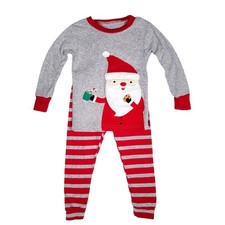 Carters Christmas 2 Pc Pajamas Boys Sz 18M Santa Claus Red Gray Striped Holiday