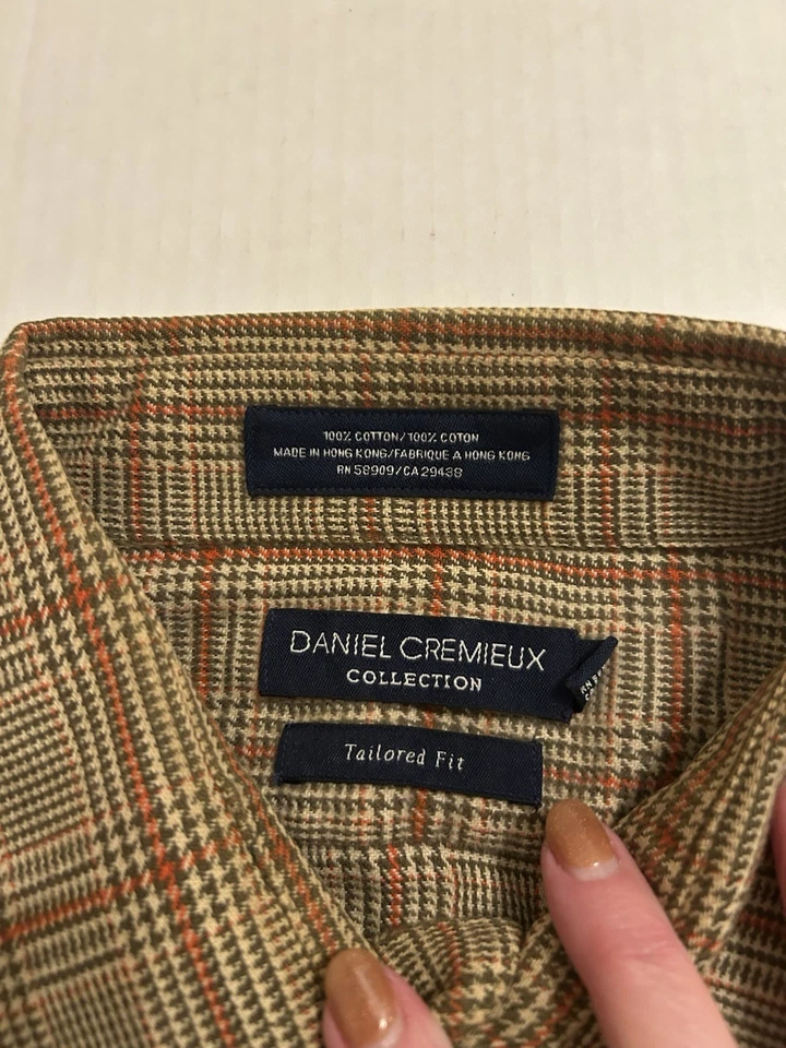 Coleção Daniel Cremieux Masculina Grande Marrom Xadrez Flanela Algodão Cotovelo Patches - Imagem 3 de 4