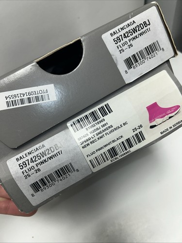 Balenciaga Speed Sneaker Kids 'Fluo Pink' Size 25-26 Excellent Cond W Box!!! - Picture 6 of 8