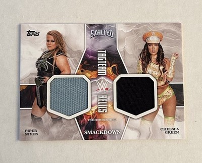 2025 Topps Exalted WWE Piper Niven / Chelsea Green Dual Tag Team Relics Card