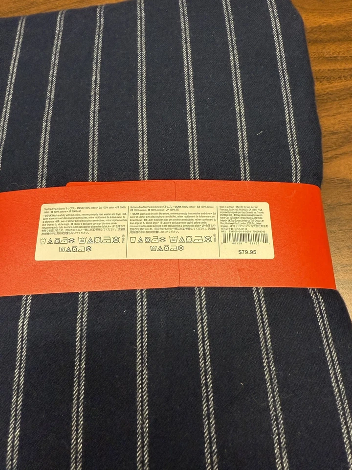 NWT Gap Body  2 Pc Navy Stripe Flannel Pj Set - Women’s Small  $79.95 Originally - Image 3 of 4