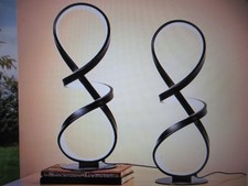 EDISHINE 17 in. Black Dimmable Integrated LED Table Lamp 2PK