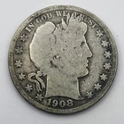 1908 Barber Half Dollar 50 Cents Philadelphia Mint 90% Silver USA Coin