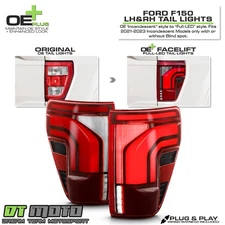 Upgrade Incandescent to LED Tail Light For 2021-2023 Ford F150 Lamps Left+Right