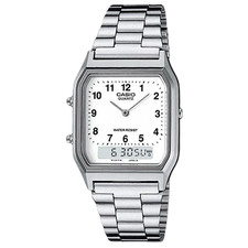 Casio AQ-230A-7B NEW Men's Quartz Watch Analog/Digital Silver Stainless Steel