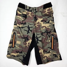 Zoic Trail Rider Shorts 1103E9CA Mens Small S Green Camo Orange Zip Ether 12"