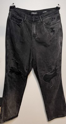 Judy Blue Black Distressed 90 s Straight High Waist Jeans Sz 16W
