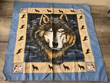 Vintage All-Over Print Wolf Motorcycle Western Handkerchief Bandana 21"x21" W9