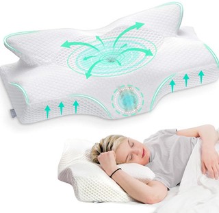 Elviros Memory Foam Cervical Pillow Orthopedic Contour White