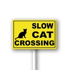 Slow Cat Crossing Yard Sign with Stake 12x8inch Rustproof Aluminum Sign Outdo...