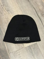 Chipotle Restaurant Embroidered Logo Beanie Hat Knit Acrylic Black Employee