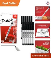 12-Pack Ultra Fine Tip Black Permanent Marker...