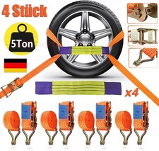4x Spanngurte Autotransport Reifengurt 5000kg Anhänger Radsicherung 4M Transport