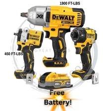 DEWALT Hydraulic Impact Driver & 3/8 & 1/2 in. Impact Wrench 20 V W/Free Battery