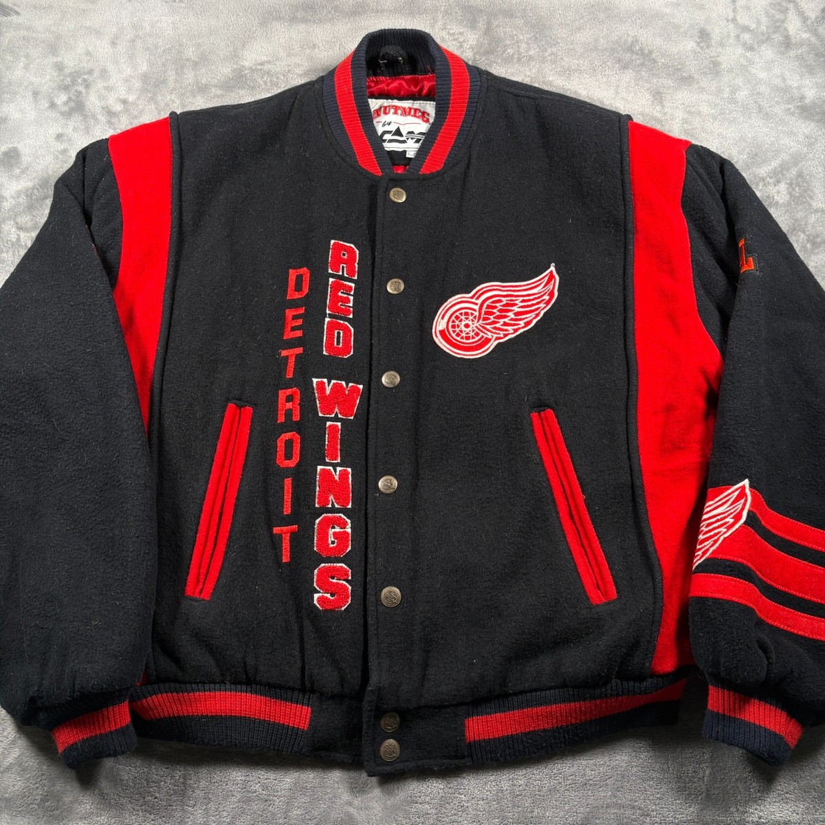 Vintage 90s Detroit Red Wings NHL Ice Hockey Varsity Jacket Mens