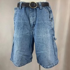 Vintage LEE DUNGAREES Y2K Jorts Mens 38 L Baggy Wide Cargo Denim Shorts Cotton