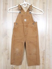 Carhartt Toddler 2T Duck Bib Overalls Brown Double Knee 100 Cotton Workwear