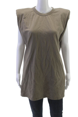 Frankie Shop Womens Sleeveless Tunic T-Shirt Green Cotton Crew Neck Size M