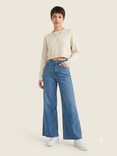 Zara High Rise Straight Leg Jeans Women's Size 6 Medium Wash Blue Denim Preppy