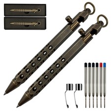 YUEZUDPO Bolt Action Pen, Solid Brass edc Pen Six-edge Pocket Black,Black