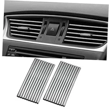 20 Pcs Car Vent Outlet Trim Strip Chrome PVC Car Air Conditioner Vent Silver