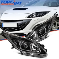 Pair Headlights Assembly For Mazda 3 Black Housing 2.0L 2.5L 2010-2013