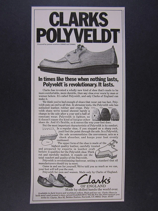 Suavemente Planificado Agotamiento 1976 Clarks of England Polyveldt Shoes vintage print Ad | eBay