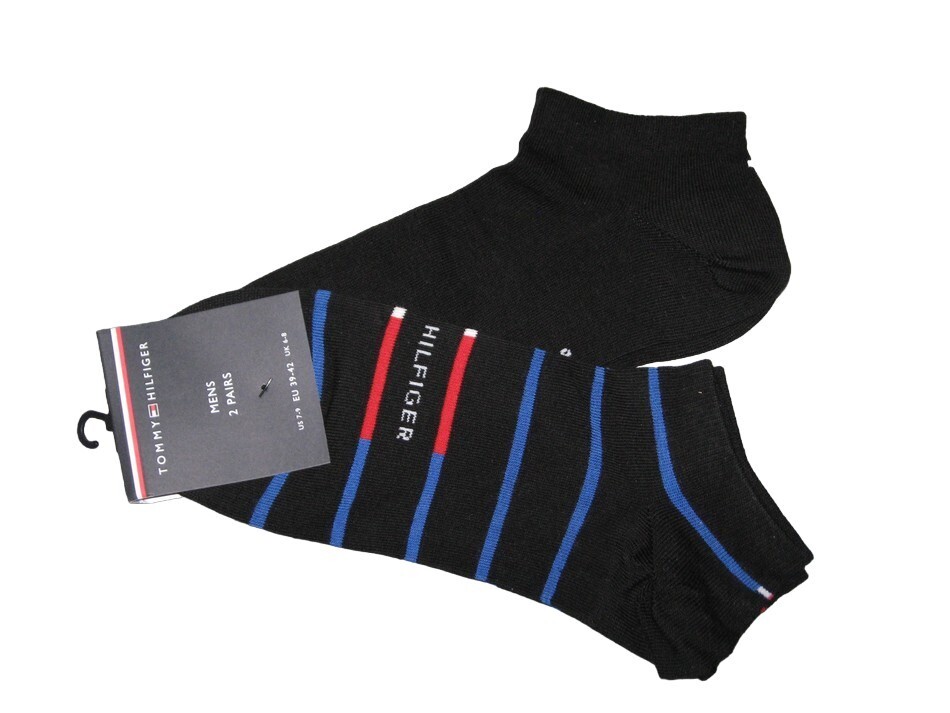 BNWT TOMMY HILFIGER Mens Low Cut Trainer Socks  Black    Size 6 - 8   2 Pairs