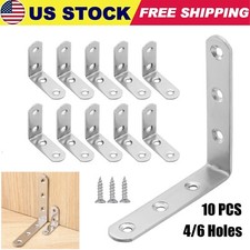10Pcs 1.5" /4" Heavy Duty L Shape Corner Brace Angle Repair Bracket w/Screws US