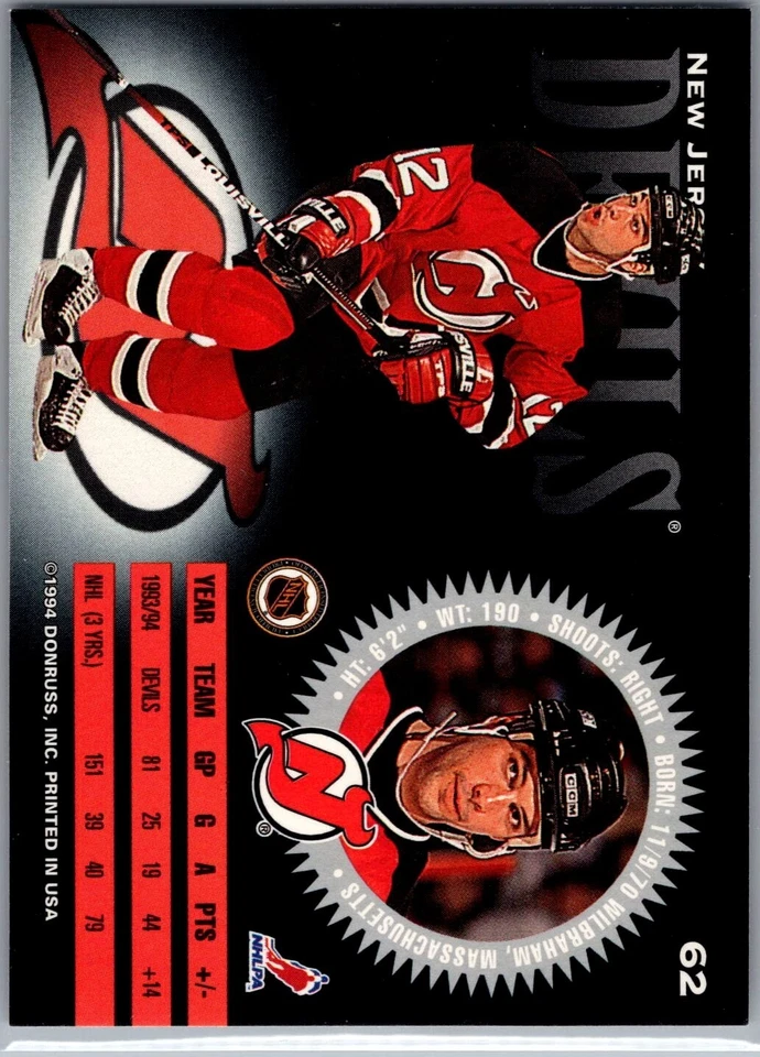 1994-95 Donruss Hockey - #62 Bill Guerin - Image 2 of 2