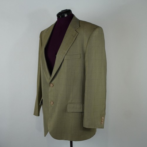 Blazer para hombre Alan River abrigo deportivo 44R tostado a cuadros seda lana chaqueta de dos botones - Imagen 4 de 20