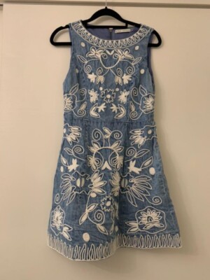 Alice + Olivia Lindsey Embroidered Cotton Chambray Mini Dress Size-M Blue Color | eBay Alice + Olivia Lindsey Embroidered Cotton Chambray Mini Dress Size-M Blue Color | eBay