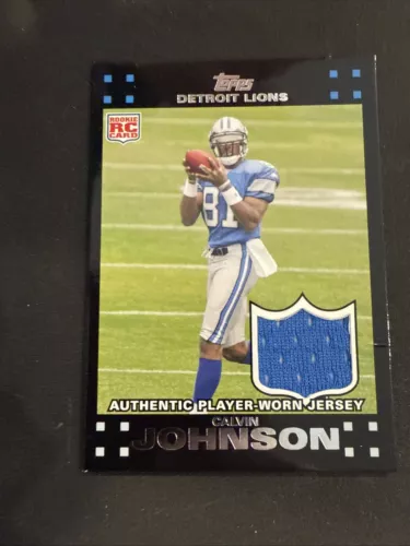 2007 Topps #2 Calvin Johnson Authentic Player Worn Jersey Rookie #2 of 6