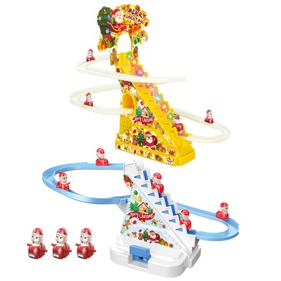 Christmas Electric Track Slide Stairs Roller Coaster Playset Batteries Powered