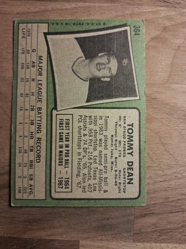 1971 Topps - #364 Tommy Dean - Bild 7 von 12