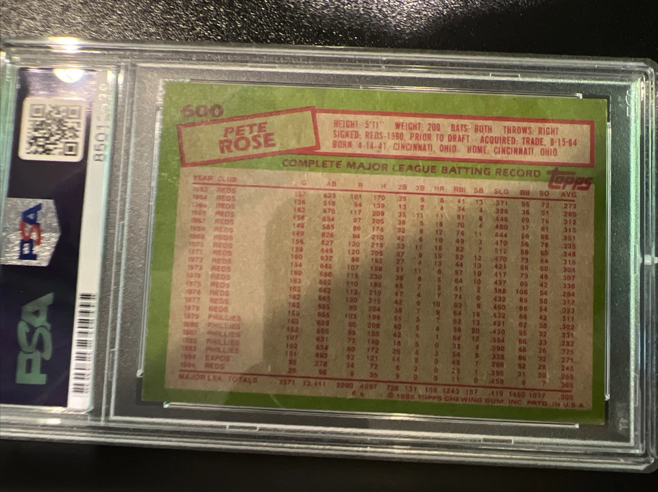Topps Pete Rose 亲笔签名卡 PSA Gem MT 10 08/03/1989 — 第 2/3 张图片