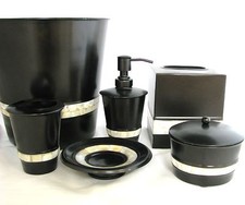 HANDMADE INDIA 6 PC SET DARK BROWN METAL,MOP SOAP DISPENSER+DISH+JAR,LID+3 MORE